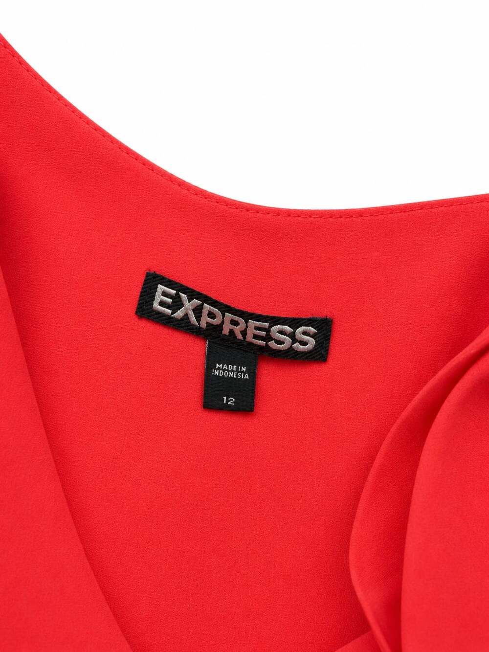 Express Red Ruffle V-Neck Zip Front Romper - Picture 4 of 4